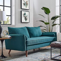 Contemporary Modern Upholstered Sofa – Premium Fabric Couch in Teal