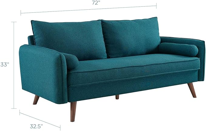 Contemporary Modern Upholstered Sofa – Premium Fabric Couch in Teal