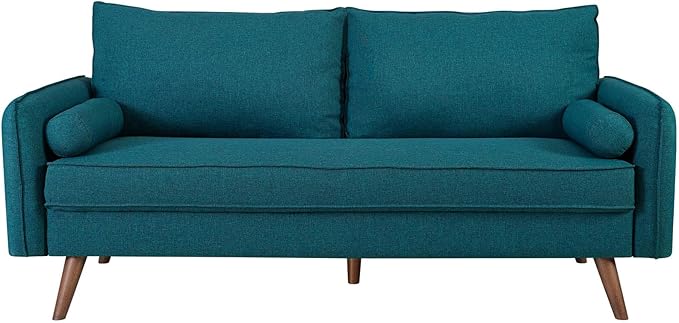 Contemporary Modern Upholstered Sofa – Premium Fabric Couch in Teal