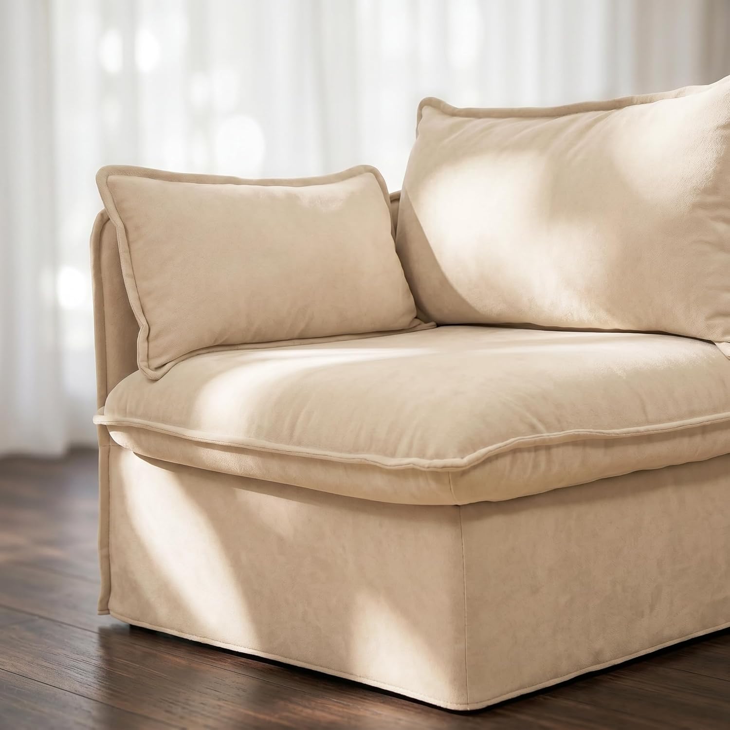 Oversized Modular Cloud Sofa with Deep Memory Foam Seating & Removable Washable Covers – Oat Chenille