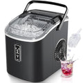 Portable Ice Maker Machine – Produces 9 Ice Cubes in 6 Minutes, 2 Cube Sizes, 12kg Daily Capacity with Handle, Basket & Scoop for Home and Kitchen