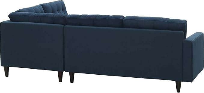 Empress Mid-Century Modern Right-Facing Sectional Sofa – Upholstered Fabric Couch in Azure Blue