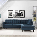 Empress Mid-Century Modern Right-Facing Sectional Sofa – Upholstered Fabric Couch in Azure Blue