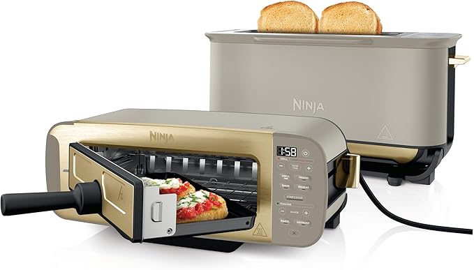 3-in-1 Toaster, Grill & Panini Press – Flip Design with 7 Cooking Functions, 7 Toast Settings, Bake Tray, Crumb Tray & Stone Gold Finish