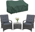 3-Piece Rattan Bistro Set with Protective Furniture Cover – Outdoor Wicker Patio Chairs, Glass-Top Coffee Table & Cushioned Seating, Grey