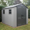 7 x 9.5 ft Outdoor Garden Storage Shed – High-Density Polyethylene Construction with Steel-Reinforced Apex Roof, Tan Finish