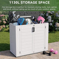1150L Waterproof Outdoor Storage Box with Lid – Portable Resin Garden Storage Cabinet for Bins, Generators, Tools & Yard Equipment, 4.7 x 2.2 ft, White